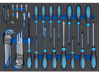 WC.7251 - Trolley insert - screwdrivers, keys, bits - 74 elements