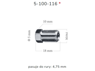 ZL116 - The end of the brake pipe length 18mm Tico M10x1x5