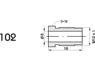 ZL102 - The end of the brake pipe M12x1x6 length 18mm