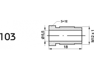 ZL103 - The end of the brake pipe M12x1x6.5 length 18mm