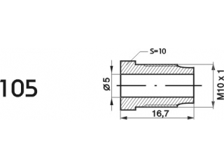 ZL105 - The end of the brake pipe M10x1x5 length 16.7 mm