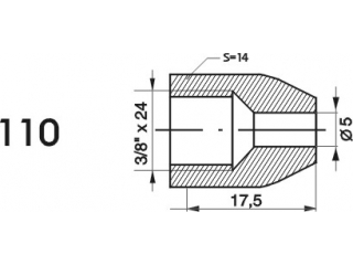 ZL110 - The end of the brake pipe M3/8x24x5 length of 17.5 mm