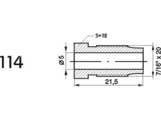 ZL114 - The end of the brake pipe M7/16x20x5 length of 21.5 mm