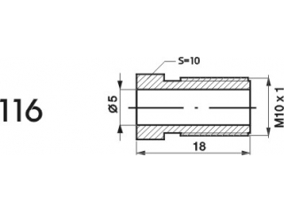 ZL116 - The end of the brake pipe length 18mm Tico M10x1x5