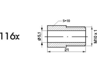 ZL116X - The end of the brake pipe M10x1x5 length 21mm