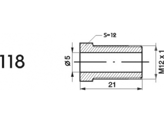 ZL118 - The end of the brake pipe M12x1x5 length 21mm