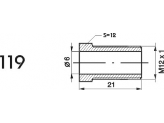 ZL119 - The end of the brake pipe M12x1x6 length 21mm